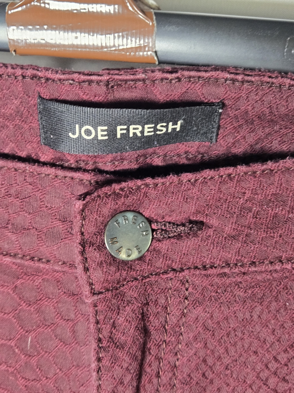 Joe Fresh Burgundy Snakeskin Embossed Ultra Slim Skinny Jeans - Picture 2 of 8